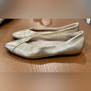 Birdies Goldfinch pointed toe ballet flats - metallic gold nappa leather - Sz 8